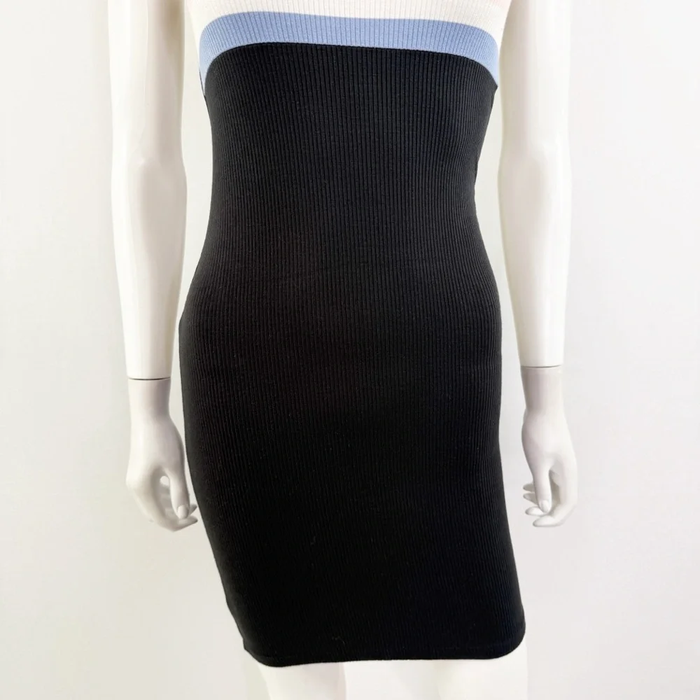 Aero Seriously Soft Black Mini Dress Size XS Square Neck Bodycon Retro Summer - Picture 5 of 8